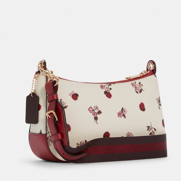 NWT💃Coach Jes Baguette Crossbody Bag With Ladybug Floral Print - Picture 2 of 12